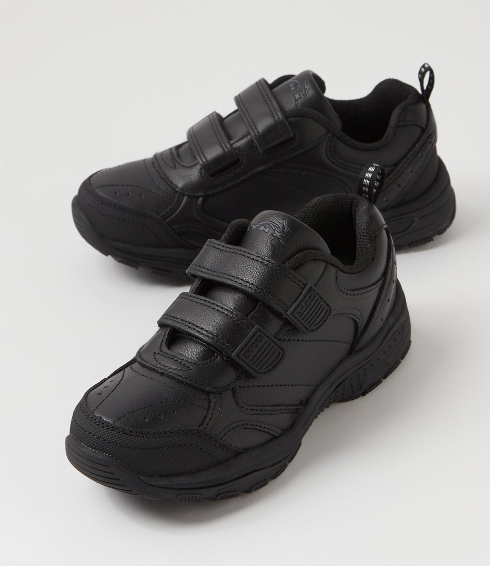Elite Jnr E Adj Black Leather Sneakers