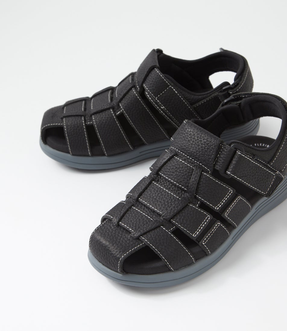 Hampshire Black Leather Sandals