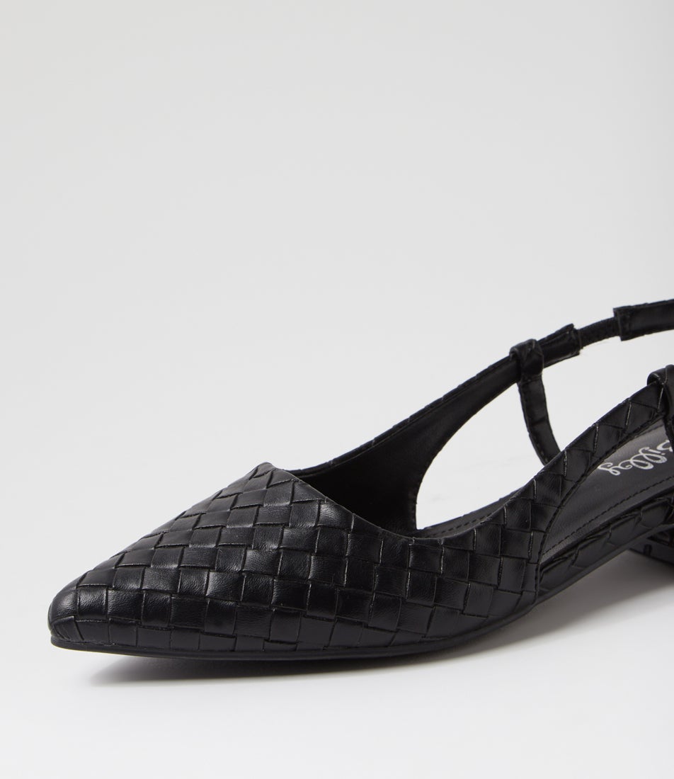 Torranzi Black Emboss Flat Shoes