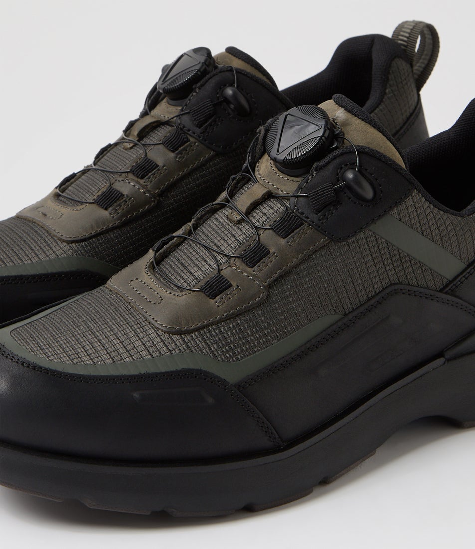 Razor Dark Olive Leather Mesh Sneakers