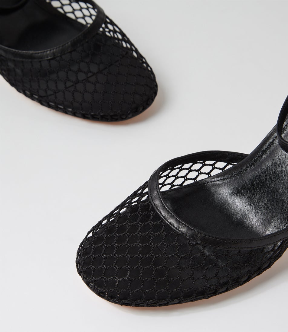 Pablo Black Mesh Leather Heels