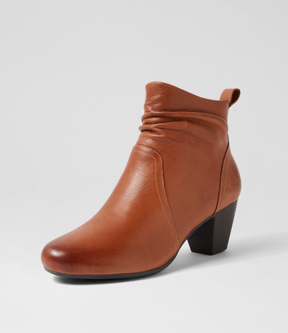 Feliciity Cognac Waxy Leather Ankle Boots Feliciity Cognac Waxy Leather Ankle Boots