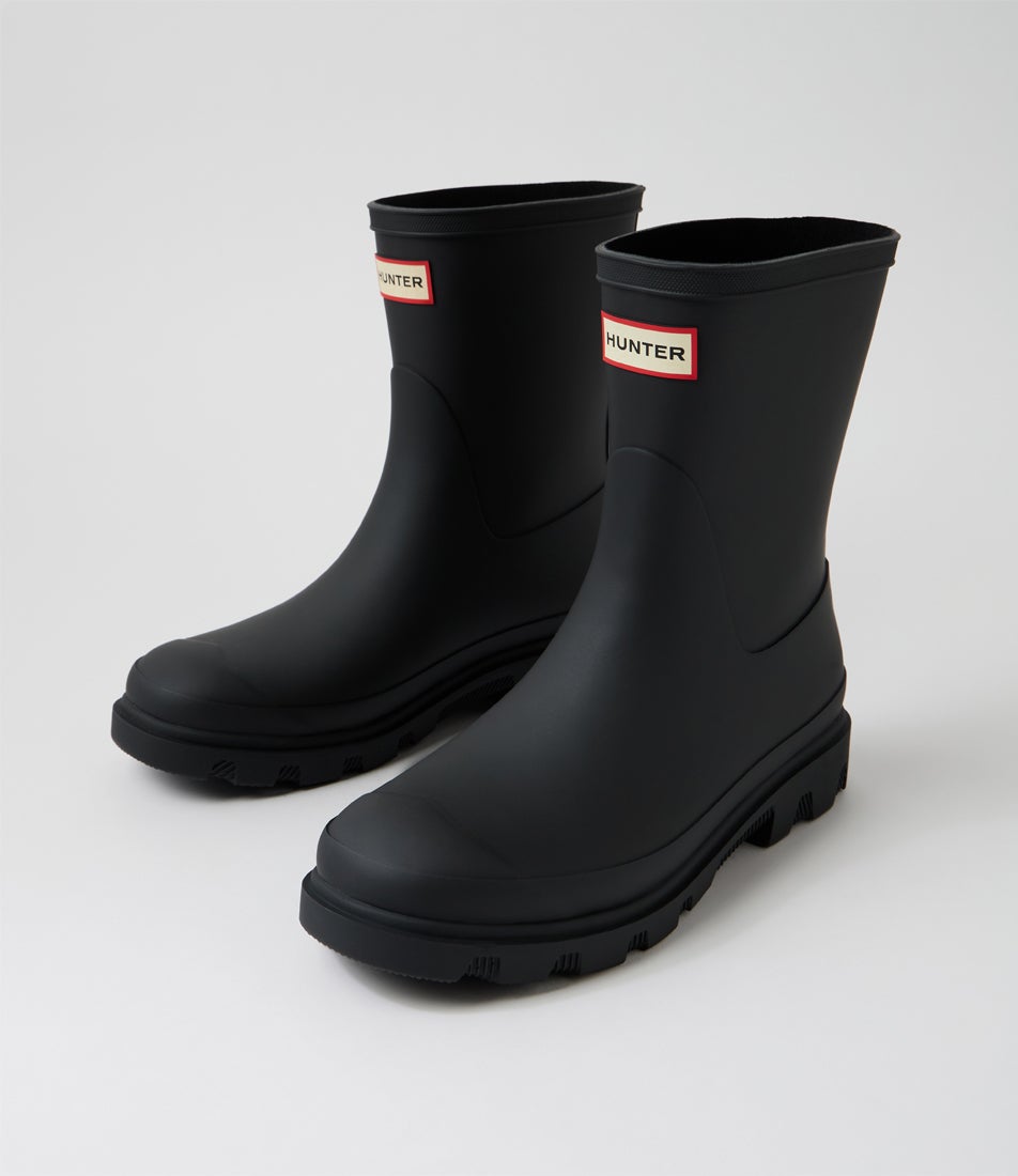 Downpour Short Black Rubber Ankle Boots