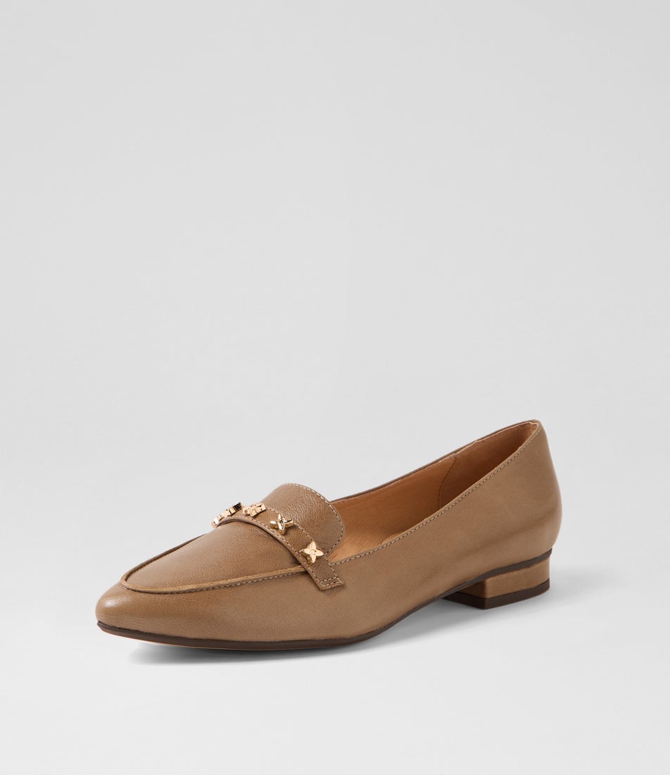 Dysin Taupe Leather Loafers