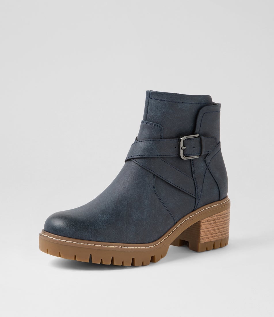 Fringle Navy Ankle Boots