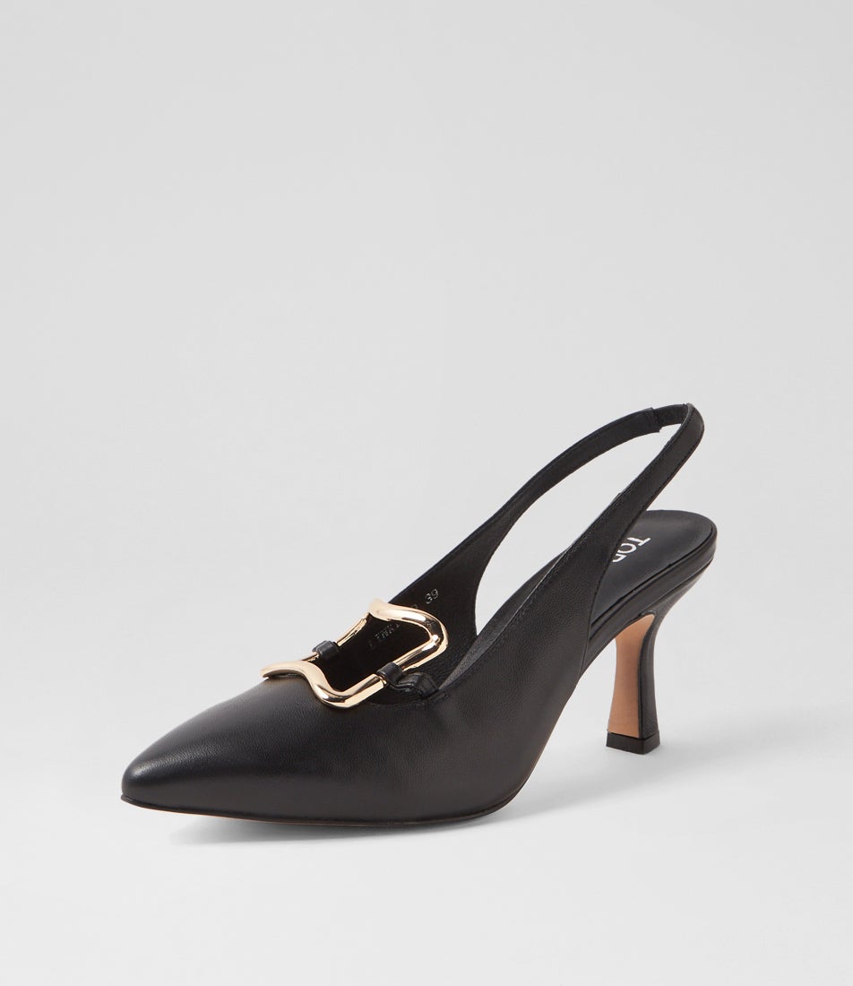 Linky Black Leather Heels