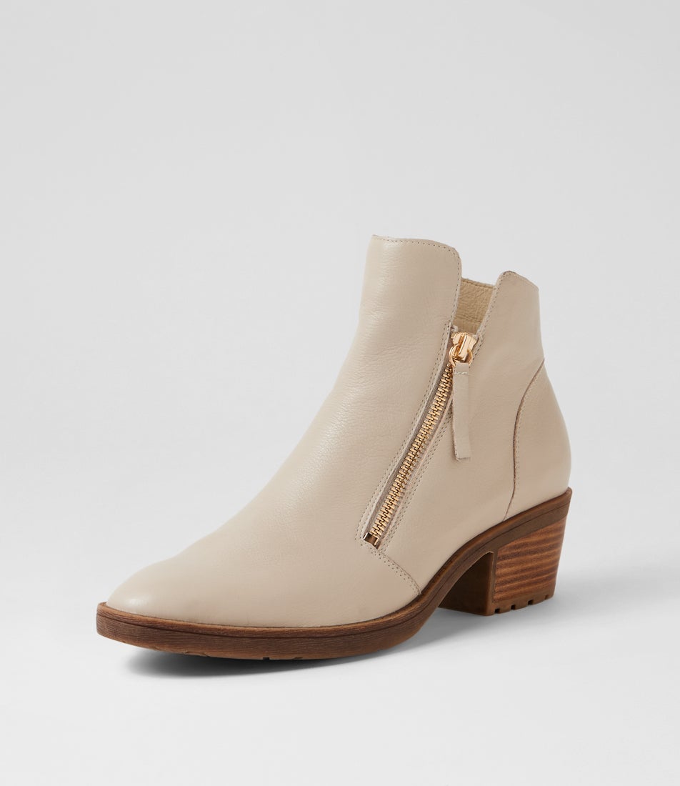 Lettice Almond Leather Ankle Boots Lettice Almond Leather Ankle Boots