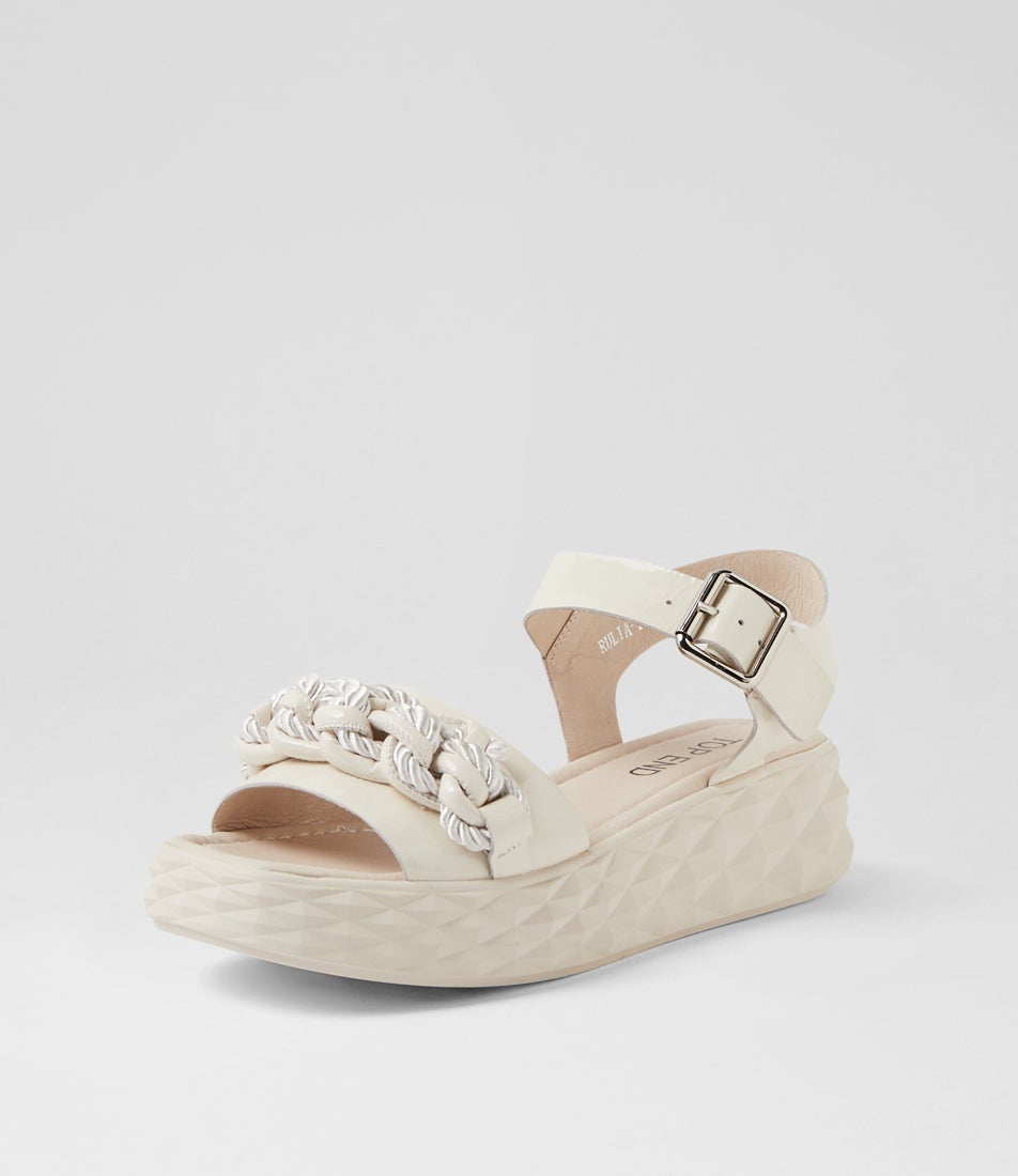 Rulia Ivory Patent Leather Sandals