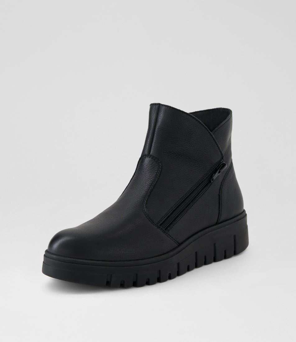 Mickae Black Leather Ankle Boots Mickae Black Leather Ankle Boots