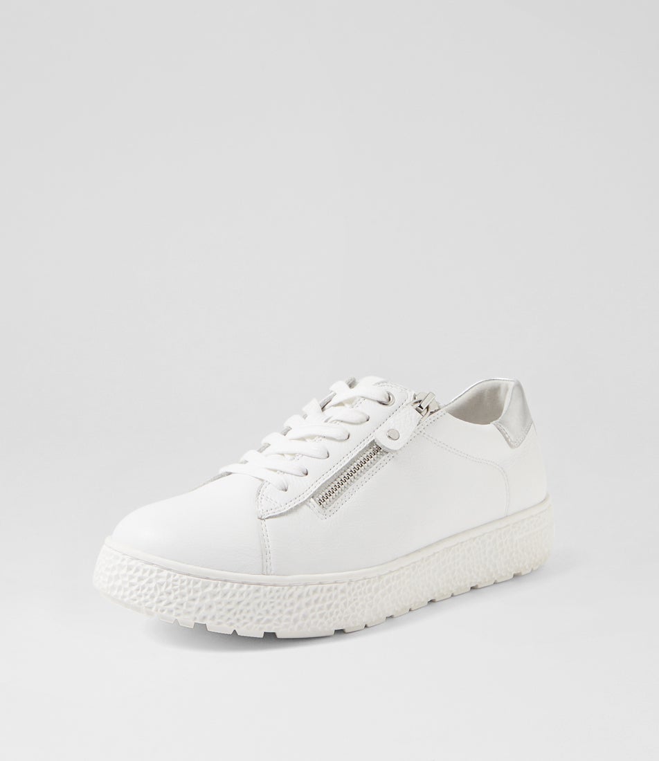 Oceanne Xw White Silver Leather Sneakers Oceanne Xw White Silver Leather Sneakers
