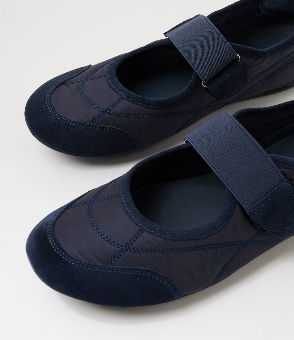 Britas Navy Suede Fabric Flat Shoes