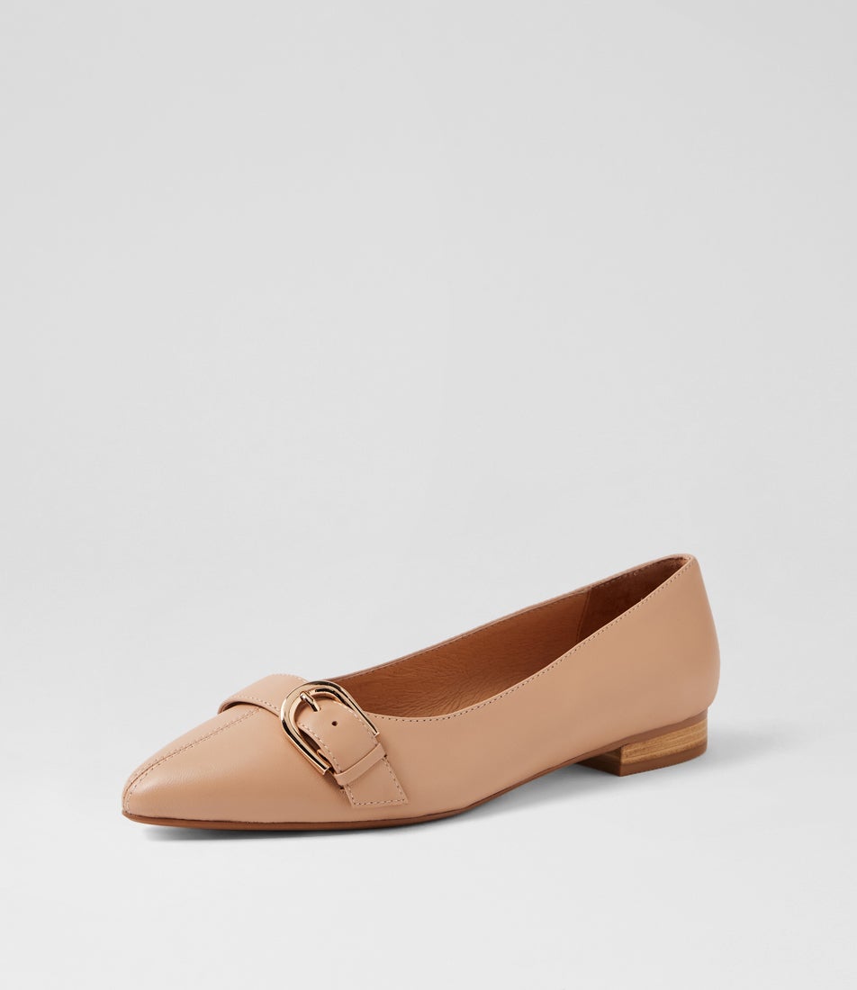 Darcee Dark Nude Natural Leather Flat Shoes