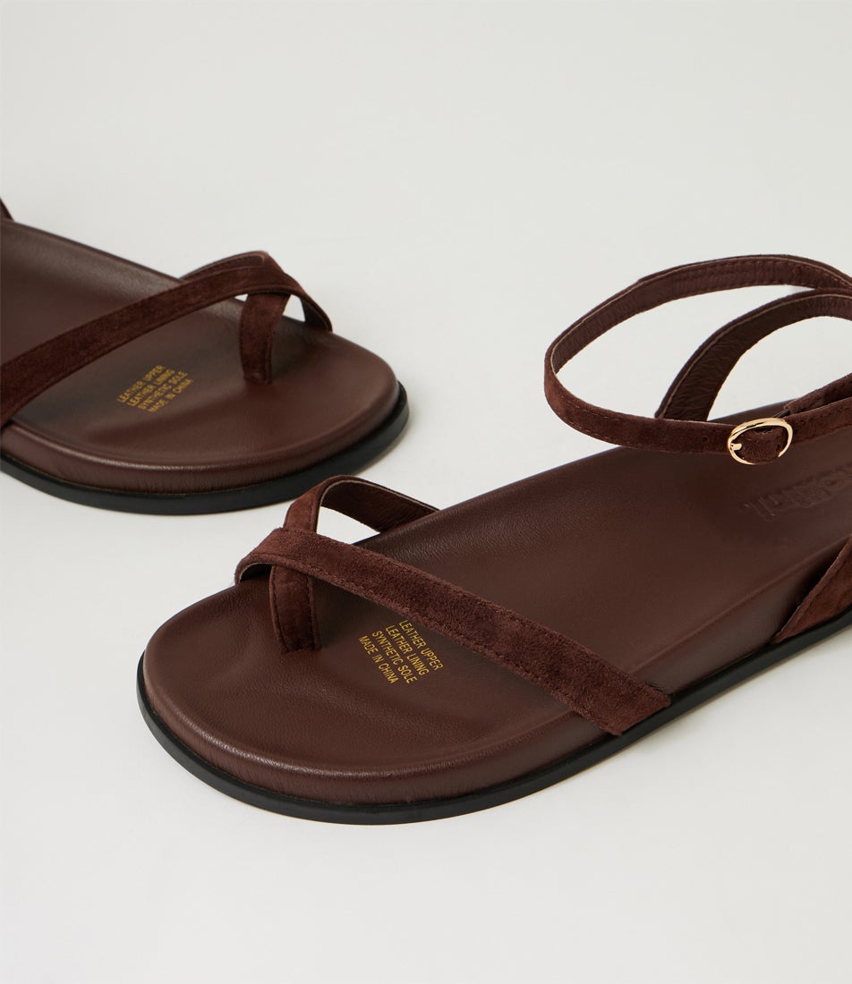Hello Dark Brown Suede Sandals