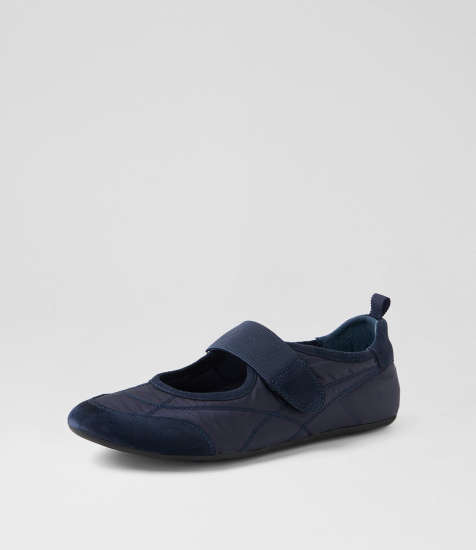 Britas Navy Suede Fabric Flat Shoes