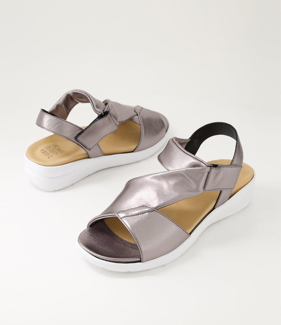 Nazly2 Xw Pewter Leather Sandals