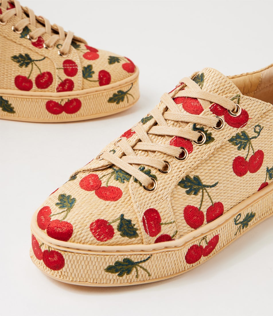 Packiest Natural Cherries Synthetic Raffia Sneakers