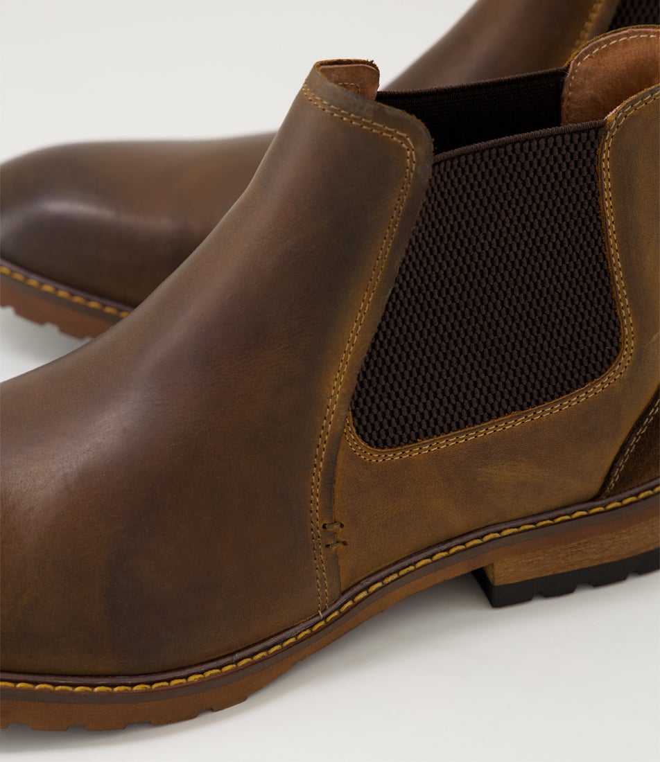 Chisel Brown Leather Chelsea Boots