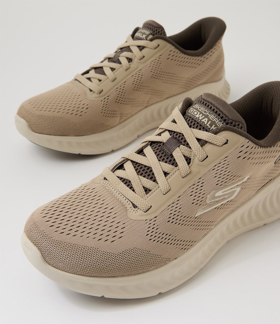 Go Walk Now Lace Khaki Knit Sneakers
