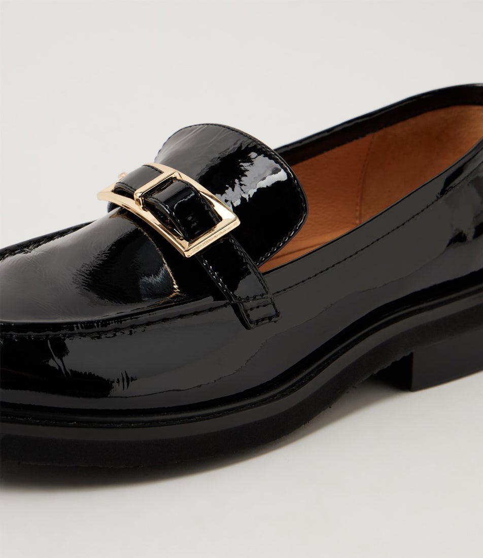 Brogane Black Patent Leather Loafers
