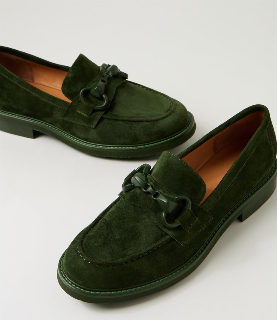 Bimble Olive Suede Loafers