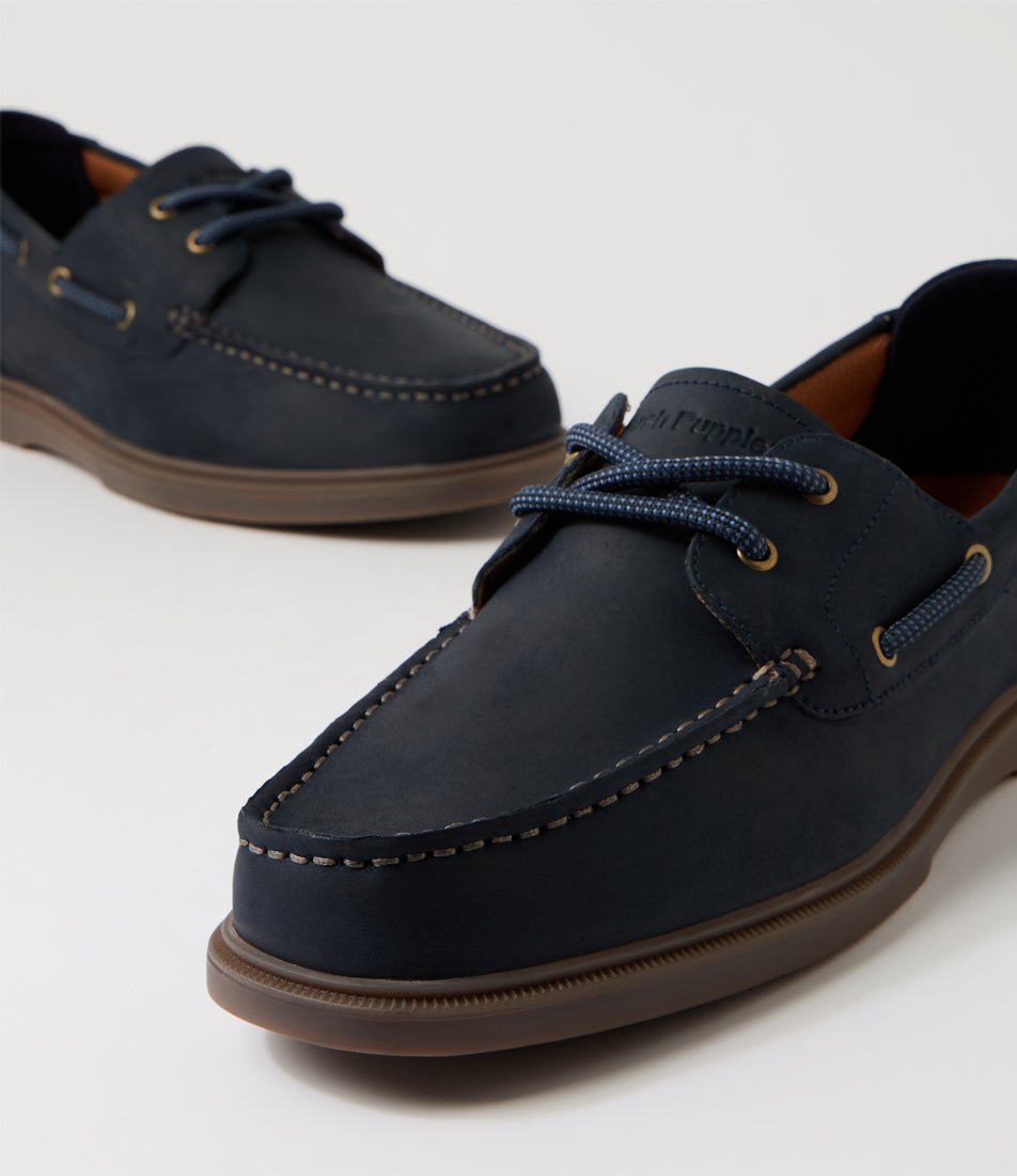 Pandero Navy Leather Boat Shoes