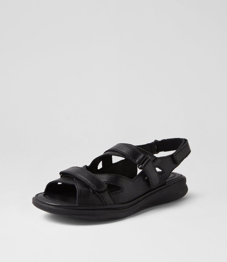 Donnia Black Leather Sandals