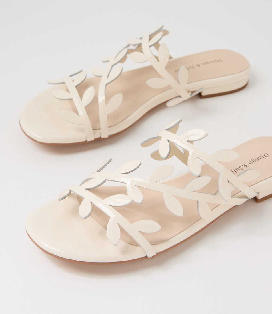 Kayaa Ivory Patent Leather Slides
