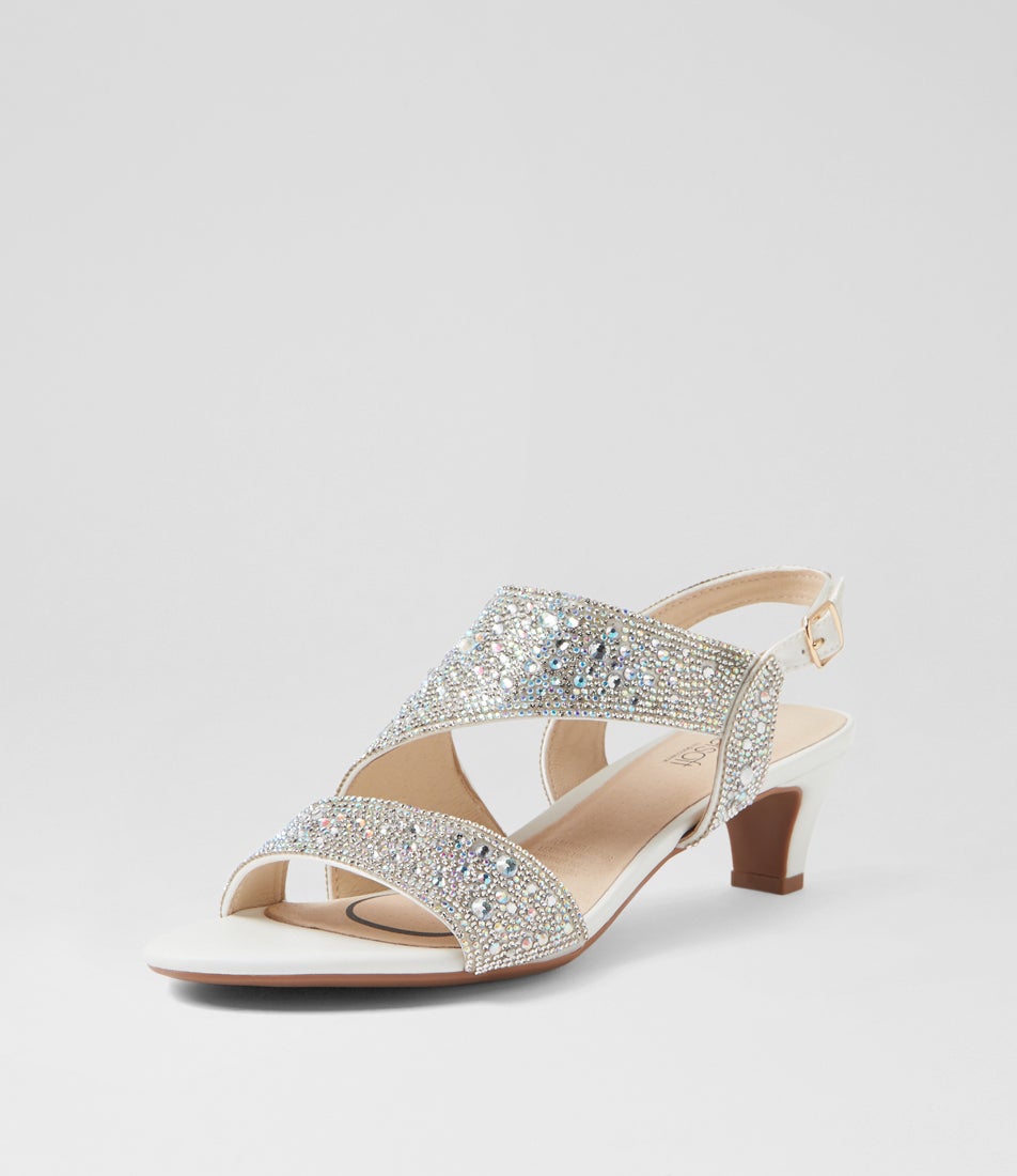 Drews Silver White Jewels Sandals