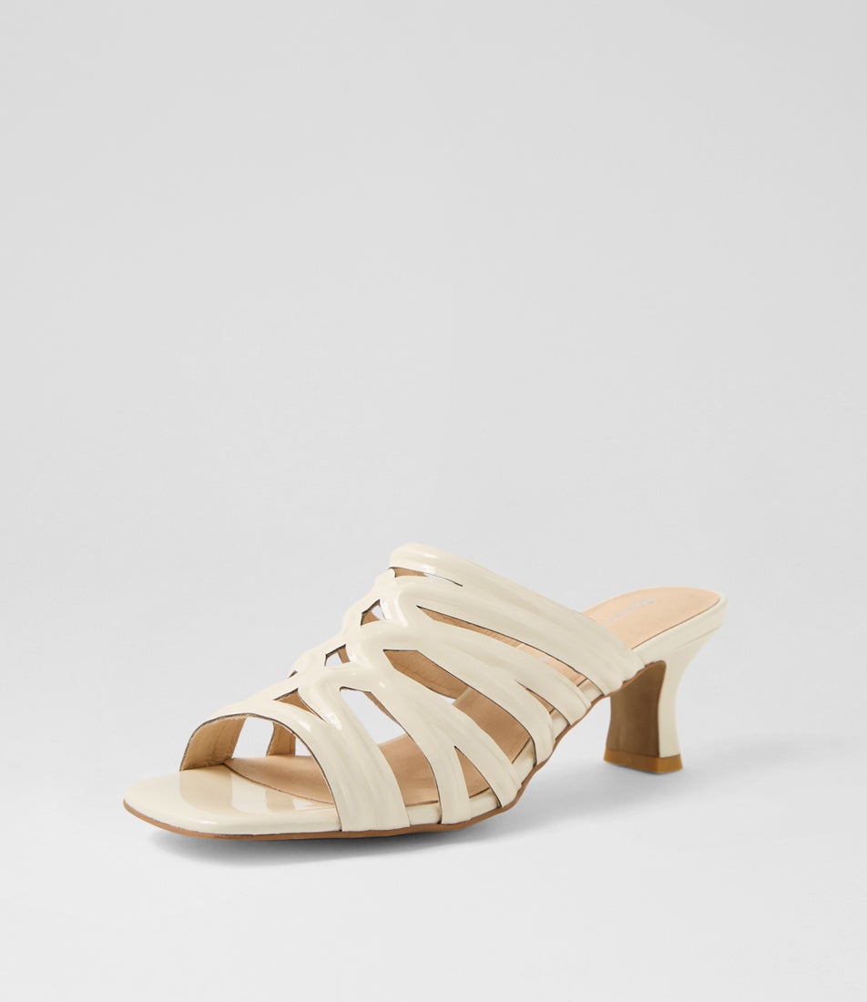 Ulka Ivory Patent Leather Sandals