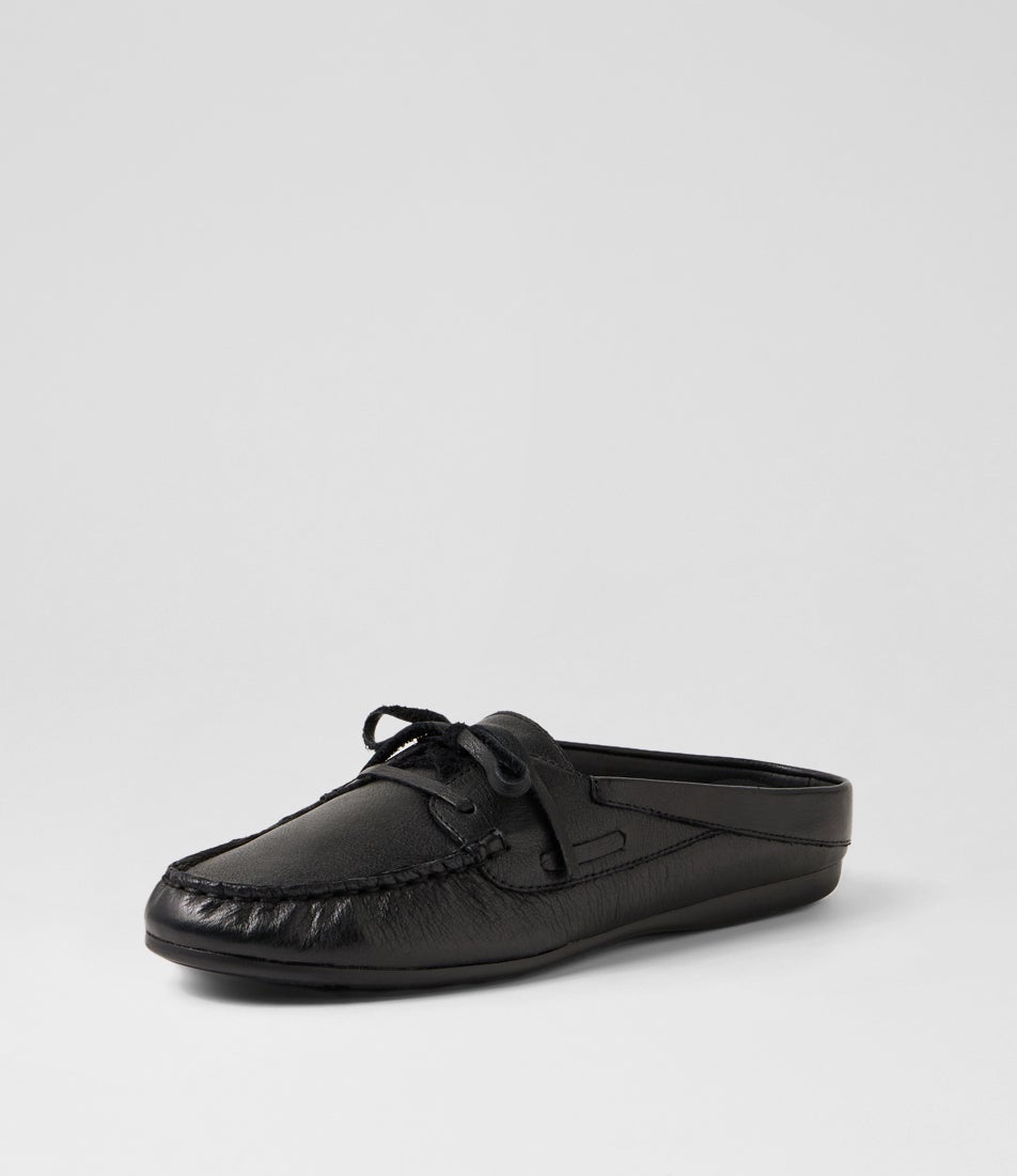 Ebuni Black Leather Flat Shoes