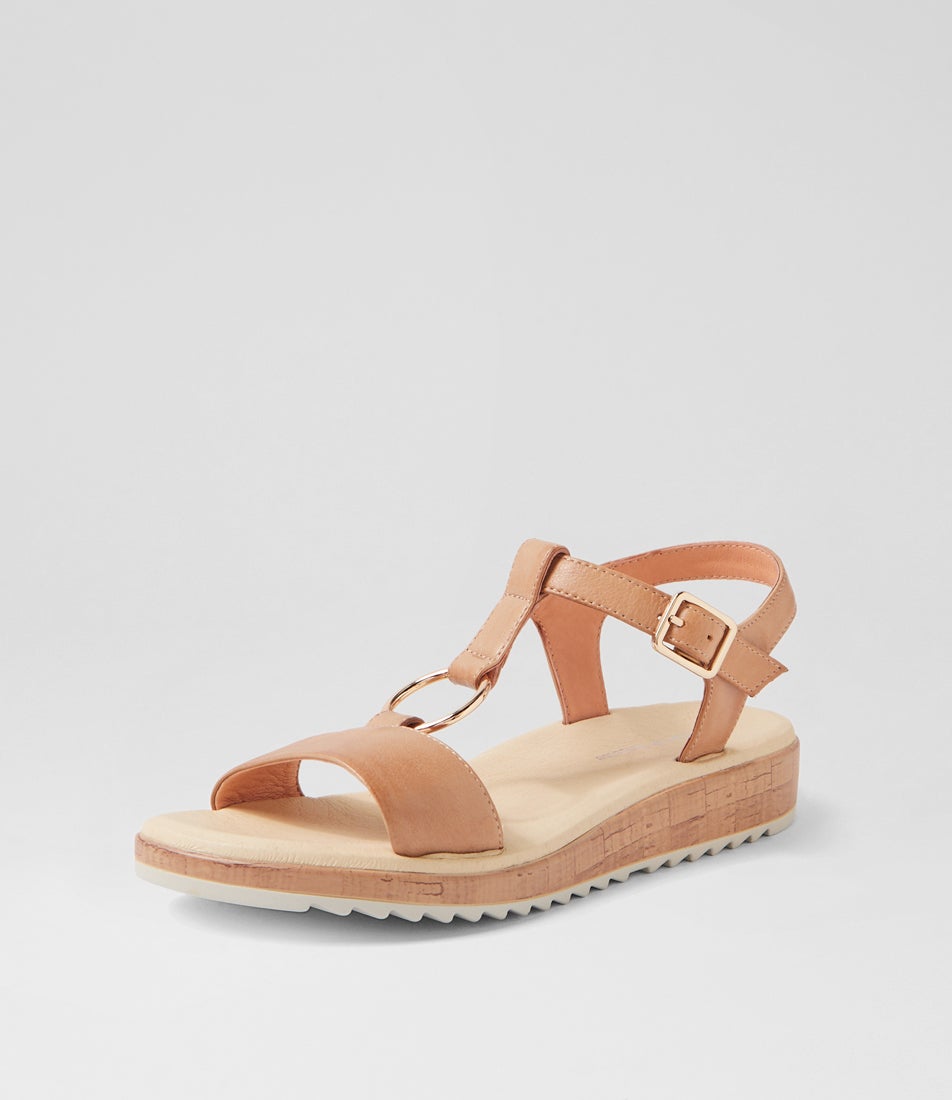 Onights Dark Tan Almond Leather Sandals