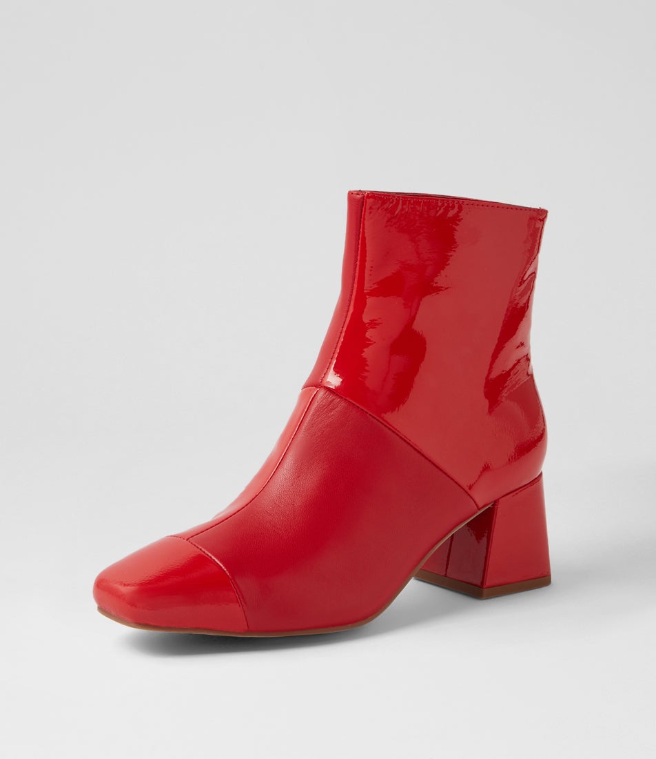Vitch Red Patent Leather Ankle Boots