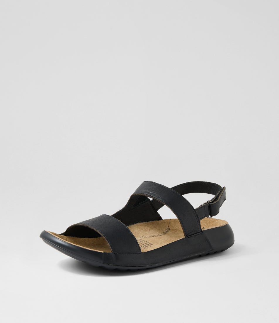 Yocco W Black Leather Sandals