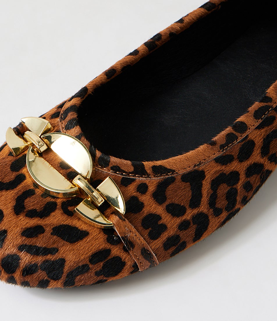 Concha Light Tan Leopard Pony Ballet Flats