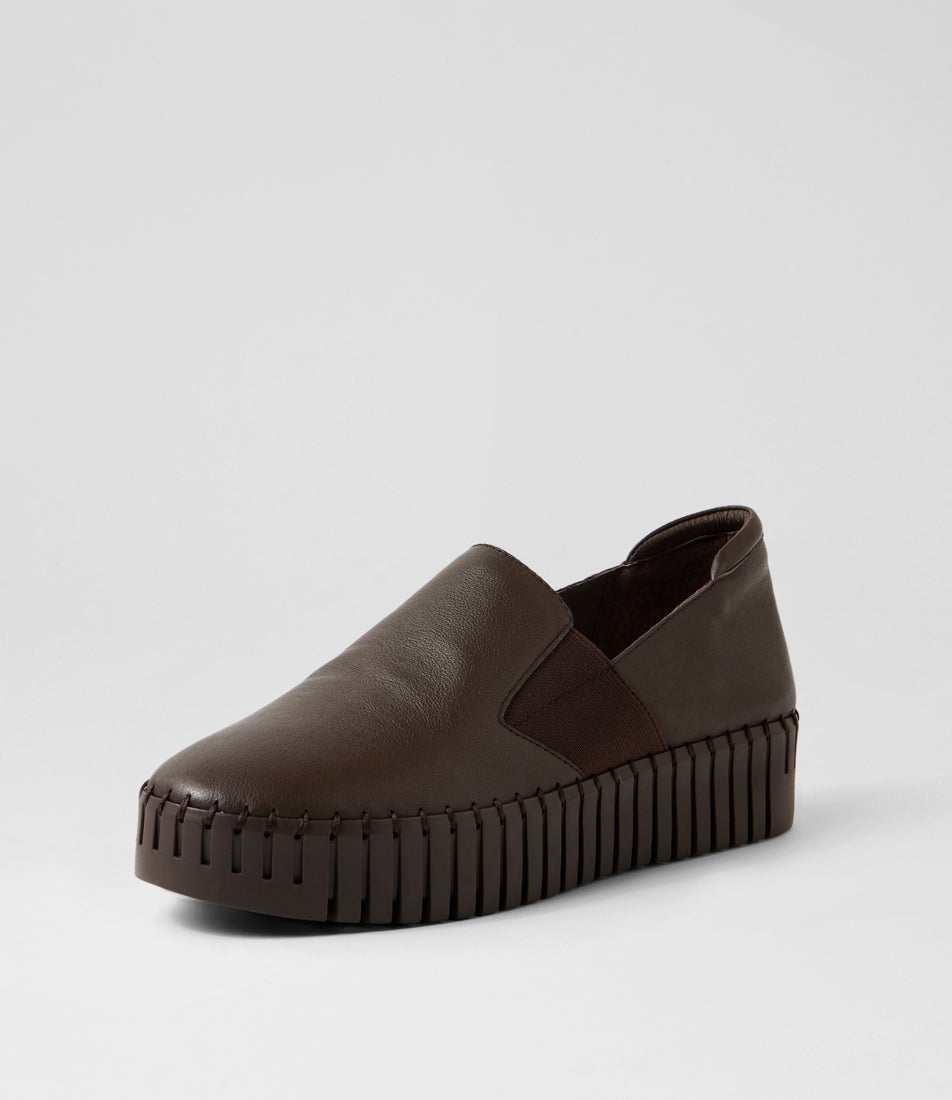 Becca Choc Leather Flat Shoes