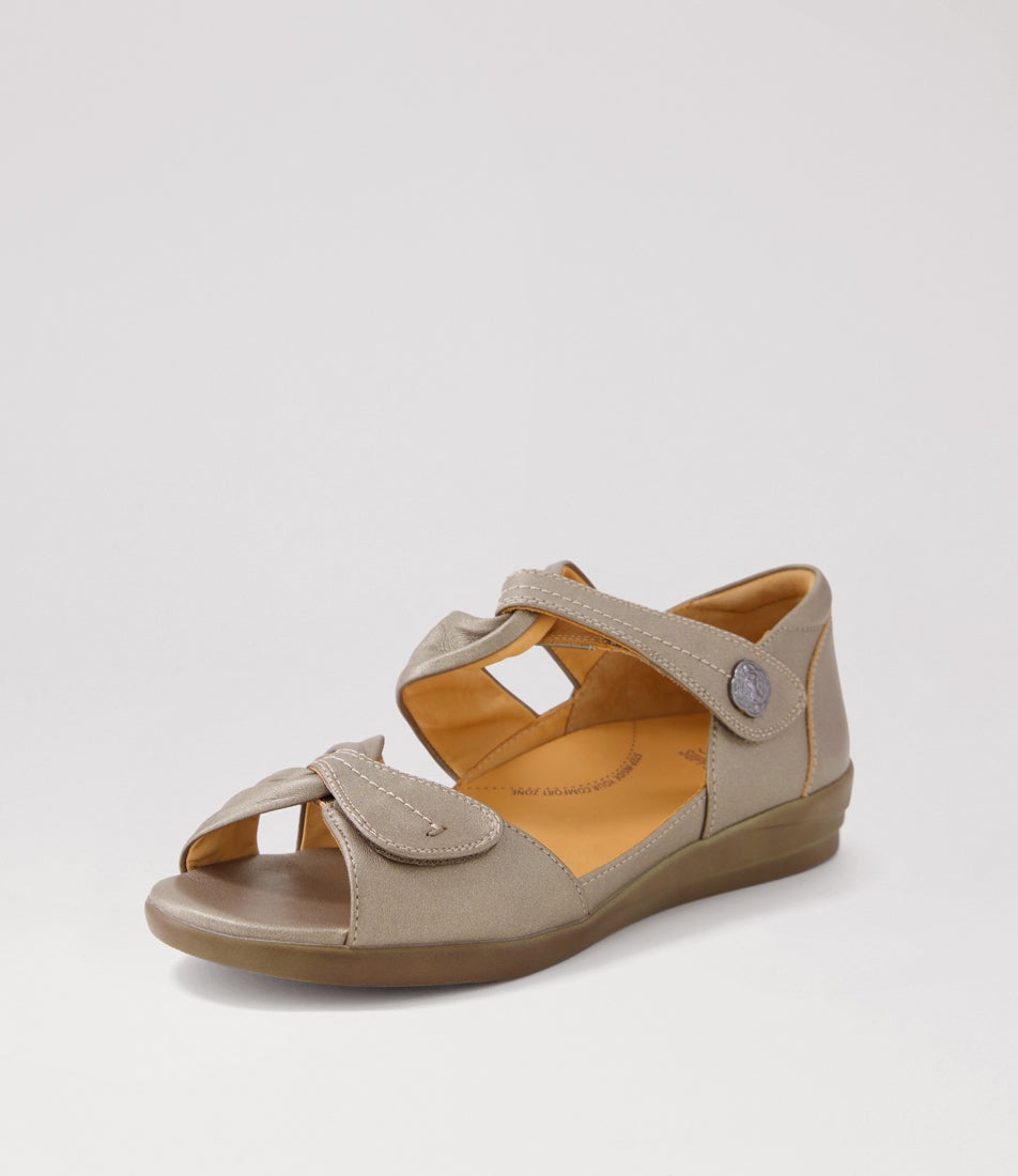 Doxie W Greige Leather Sandals
