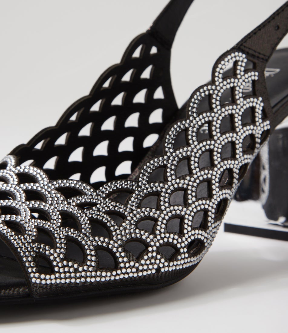 Kruby Black Shimmer Silver Leather Sandals