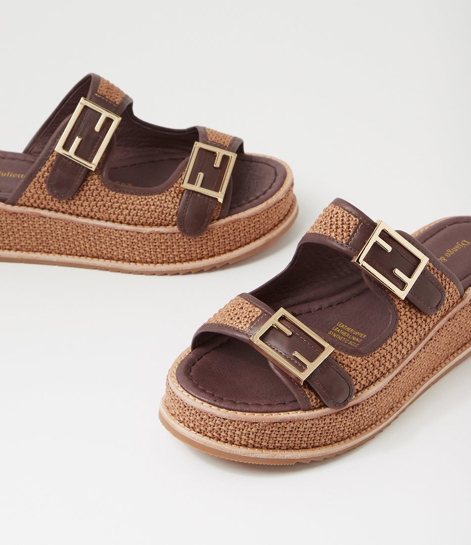 Vexta Choc Coffee Leather Slides