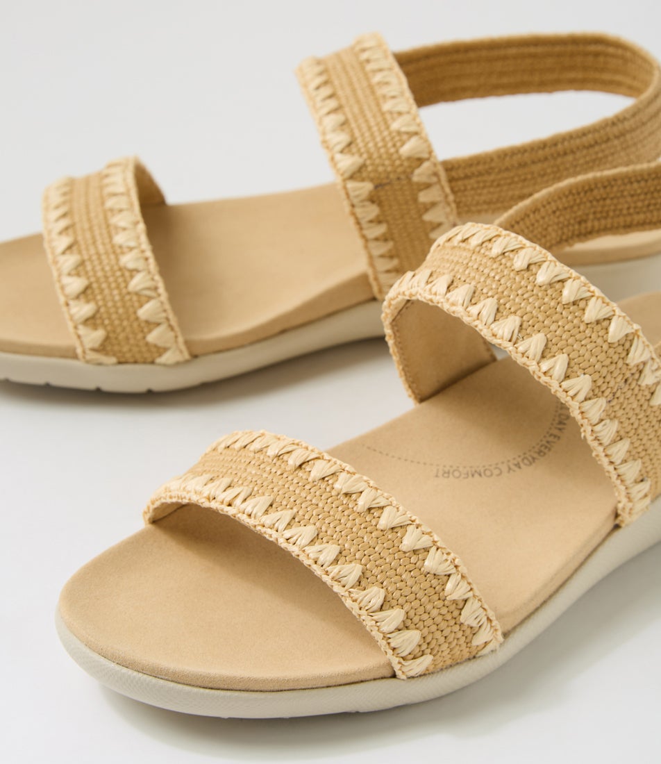 Usaid W Vanilla Natural Weave Elastic Sandals