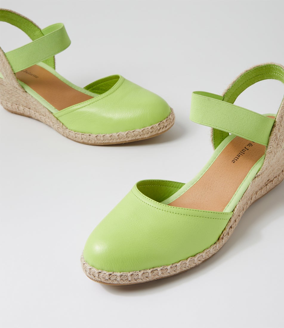 Rhainy Light Citrus Natural Rope Leather Elastic Wedges