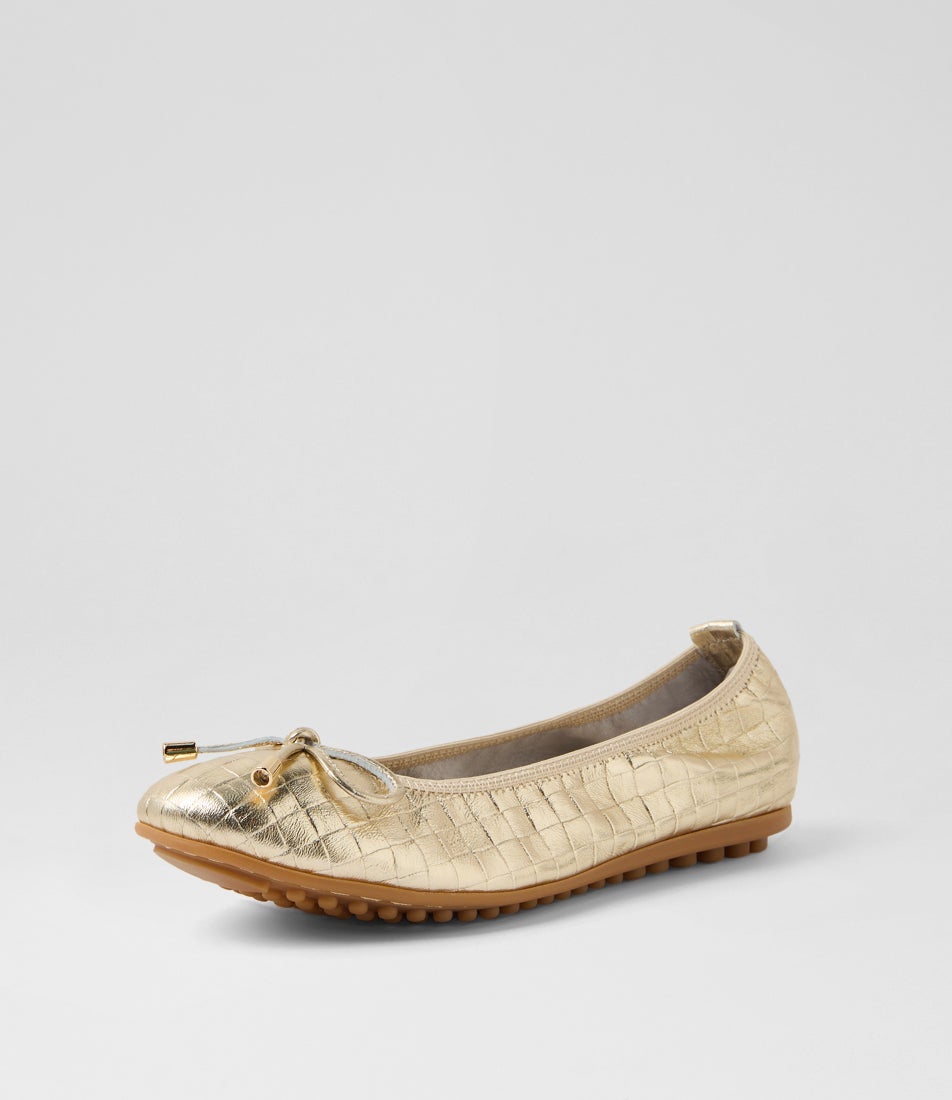 Bootsy Pale Gold Leather Ballet Flats