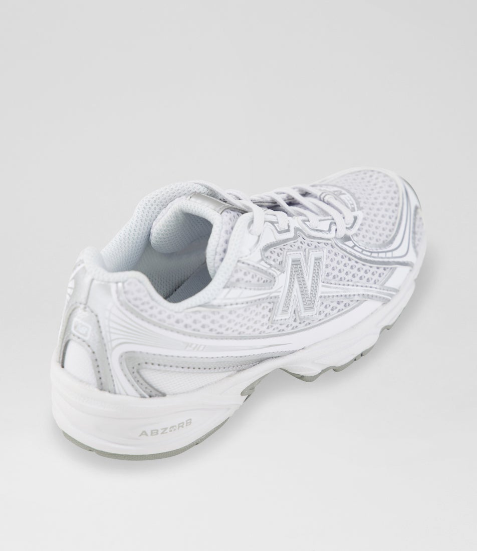 740 Junior White Silver Mesh Sneakers
