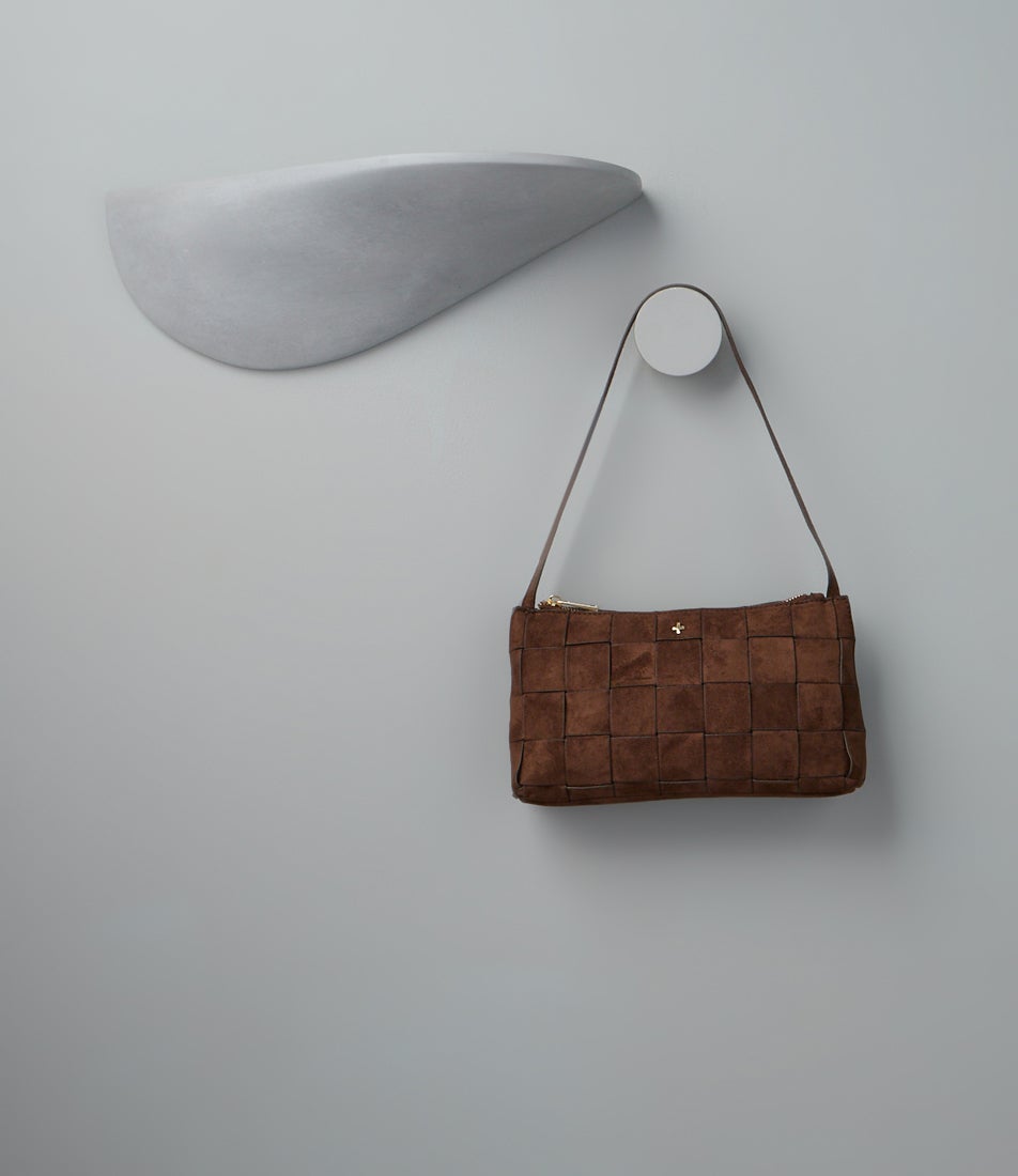 Portia Choc Microsuede Handbag