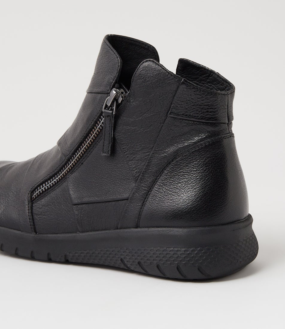 Sisley Xf Black Leather Ankle Boots