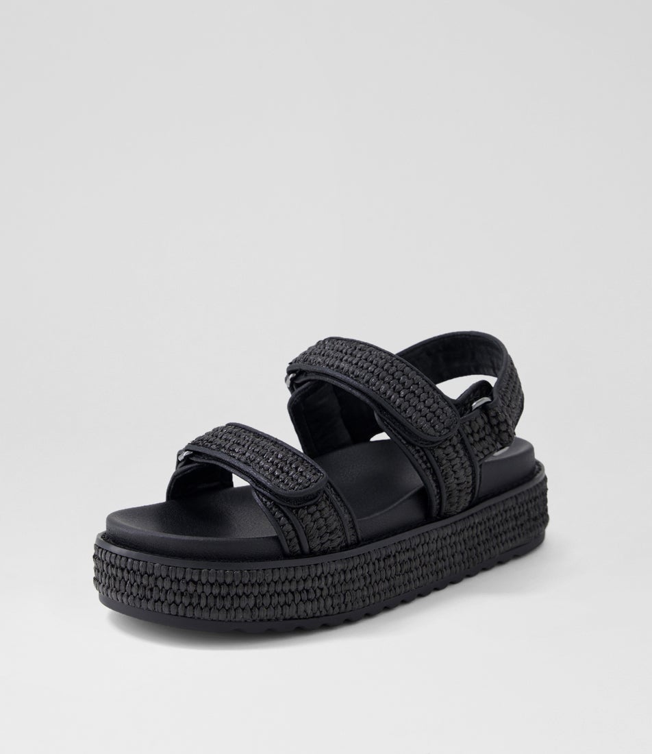 Bridgett Black Woven Sandals