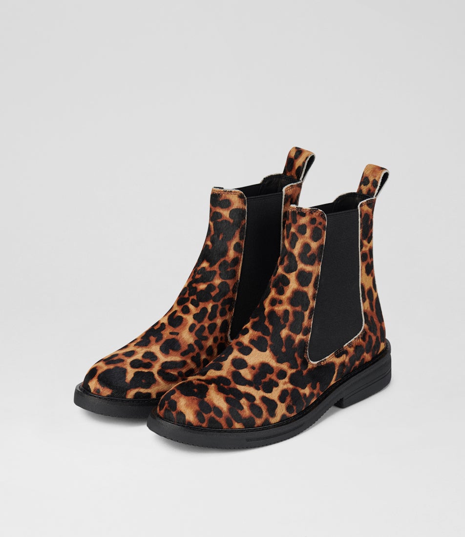 Chelsea Rise Boot Dark Camel Leopard Pony Chelsea Boots