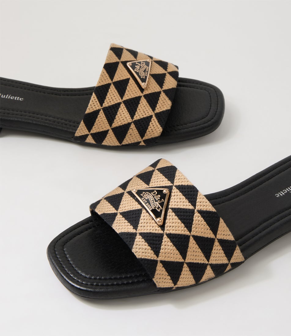Grinch Black Natural Synthetic Raffia Slides