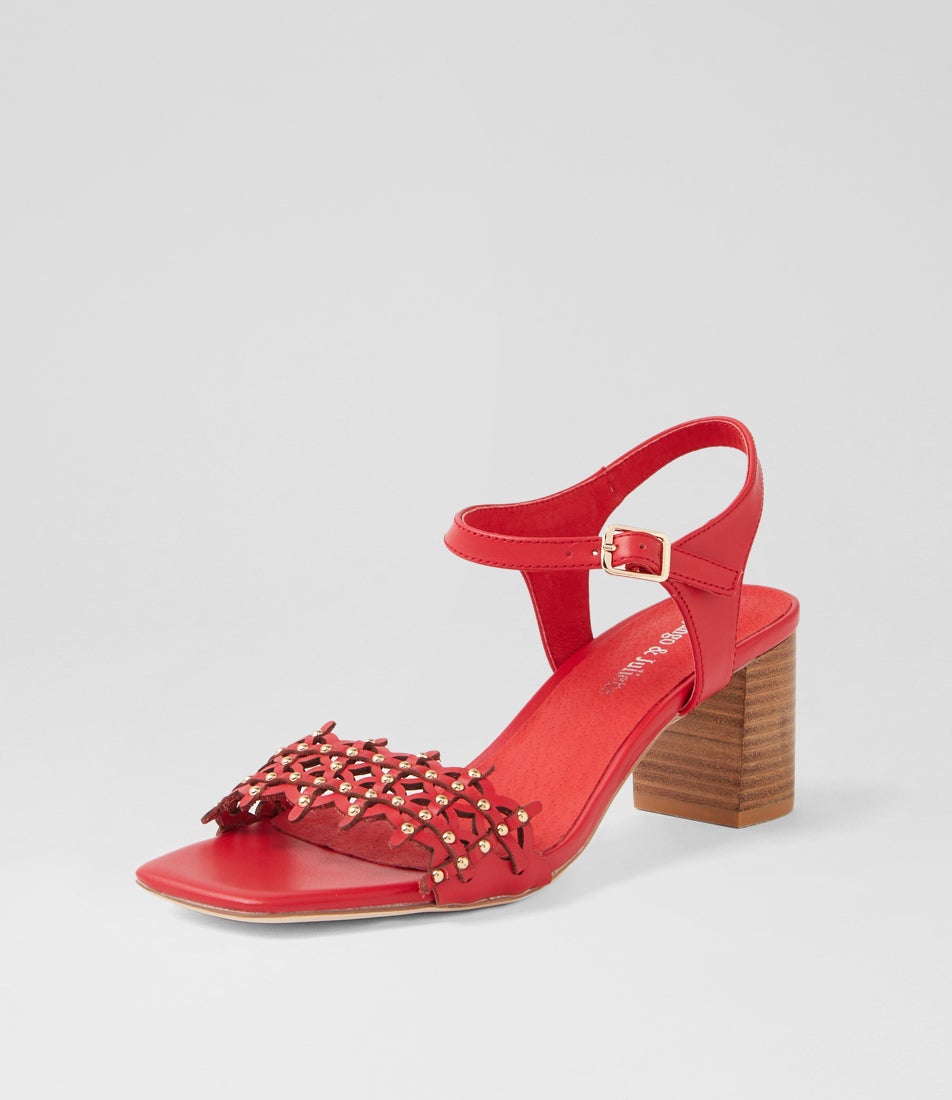 Joci Red Leather Sandals