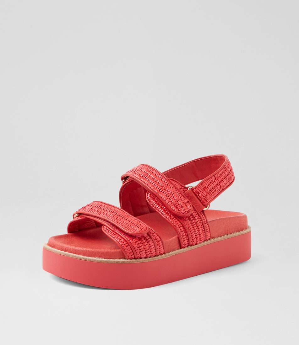 Gerria Watermelon Synthetic Raffia Sandals