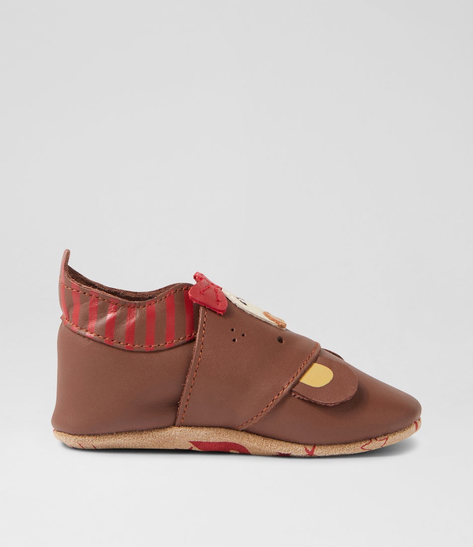 Ss Smart Bear Cappuccino Leather Flat Shoes